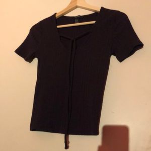 FOREVER 21 Dark Purple Front Tie Top